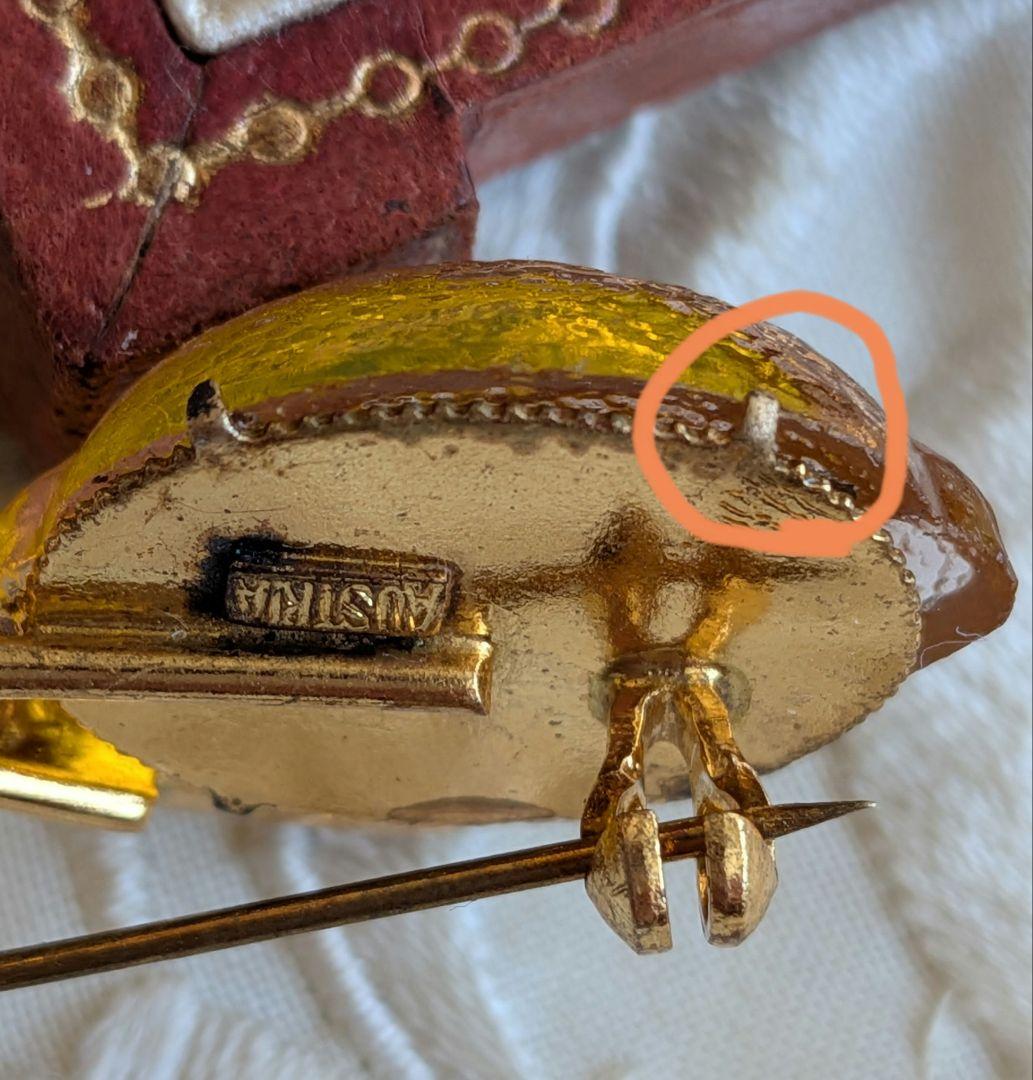 【訳あり】AUSTRIA製 フルーツガラス レモン ブローチ ヴィンテージ