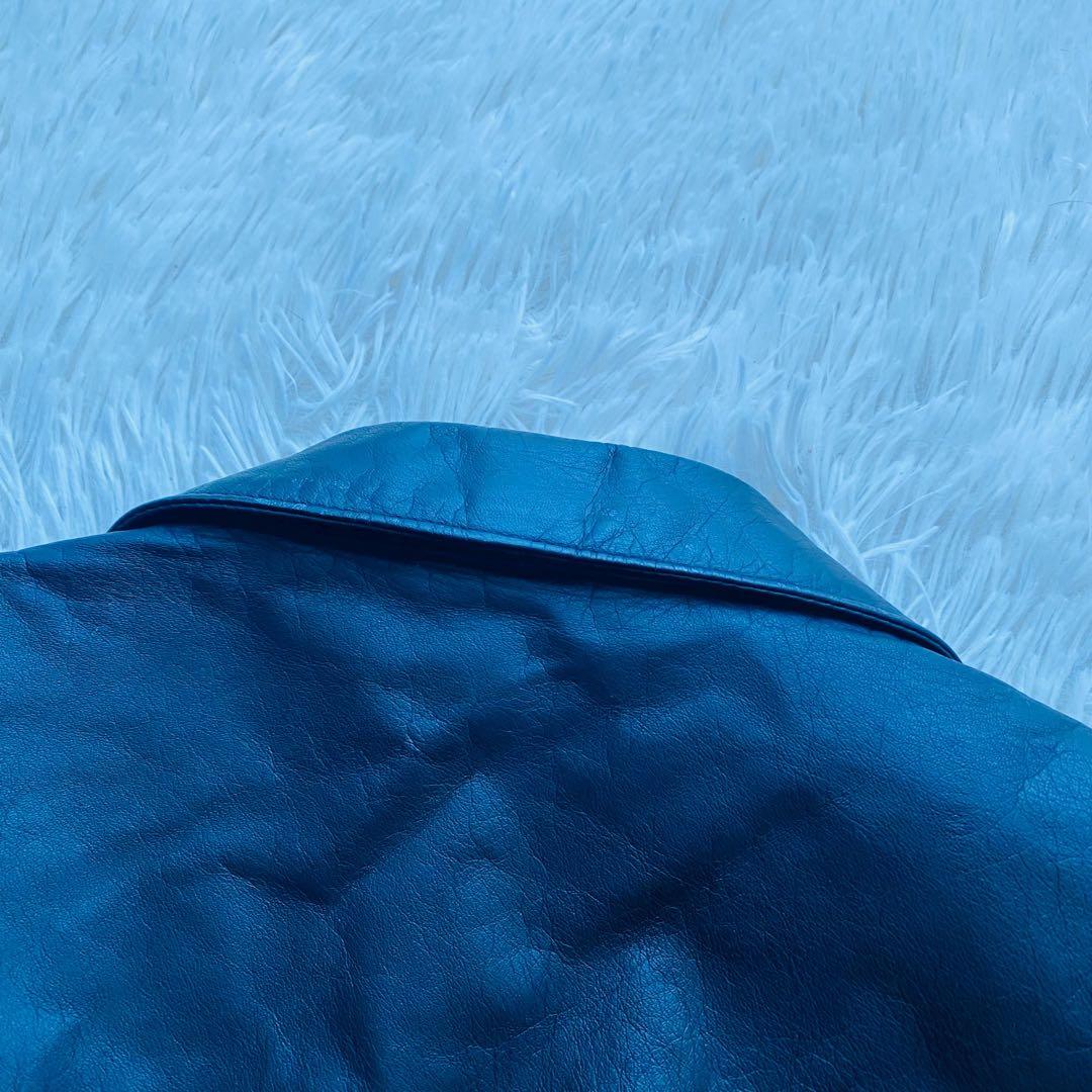 日本製光沢カウレザー●極美品●2Bシングルブレストテーラードジャケット 本革 M