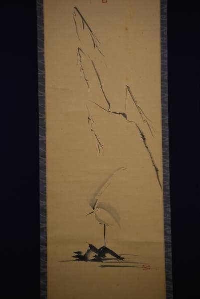 不詳/作者不詳/白鷺画賛/布袋屋掛軸HC-7