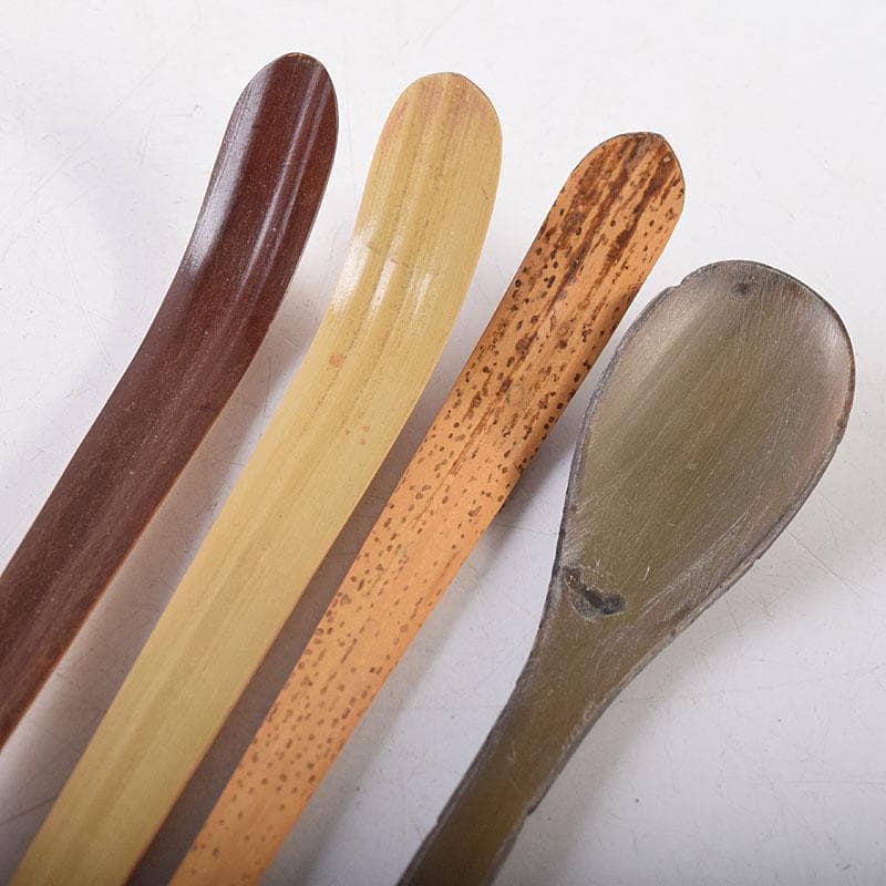 茶道具　若松文　黒楽茶碗　宗室　茶杓　三本　匙　一本　時代箱付　M　R8692B