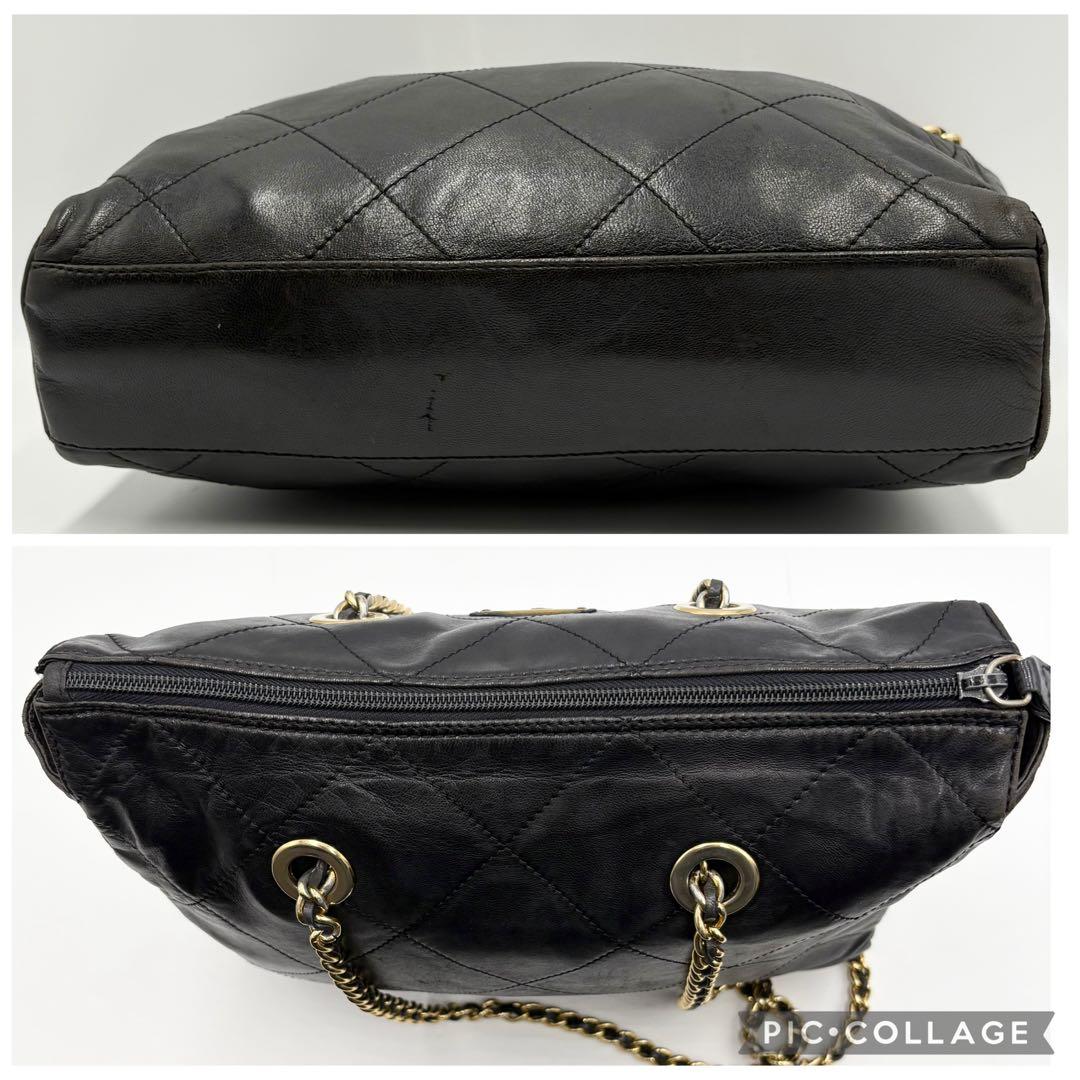 希少✨プラダ チェーンショルダーバッグ 三角ロゴ キルティング ラムレザー