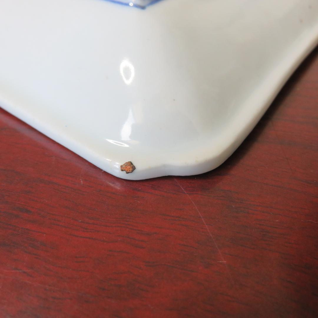 角皿 江戸 中期 後期 柿右衛門様式 花唐草 松竹梅 花弁縁 木箱