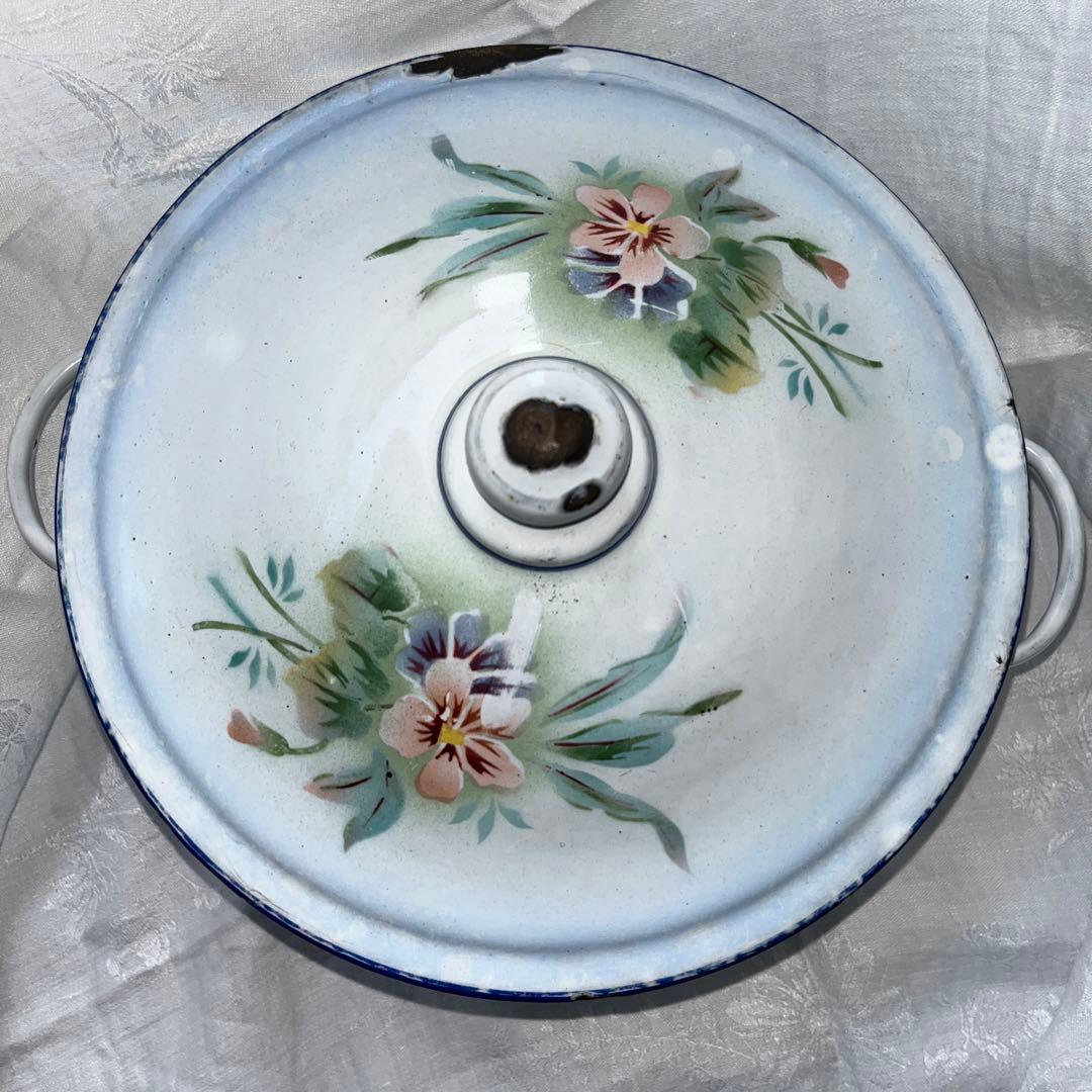 フランスアンティーク　JAPY スミレとスズランホーロースーピエールチューリーン