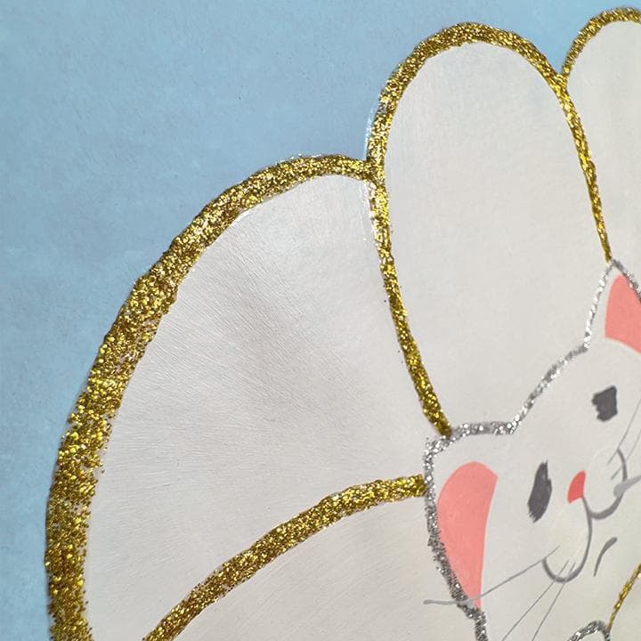 白猫の華　1点もの　アクリル画　A4　アート　額付き　送料無料