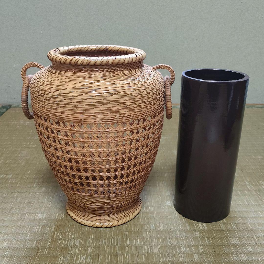 竹花籠　レトロ　竹細工　竹籠　花籠　茶道具　耳付き　生花　竹清　竹清堂