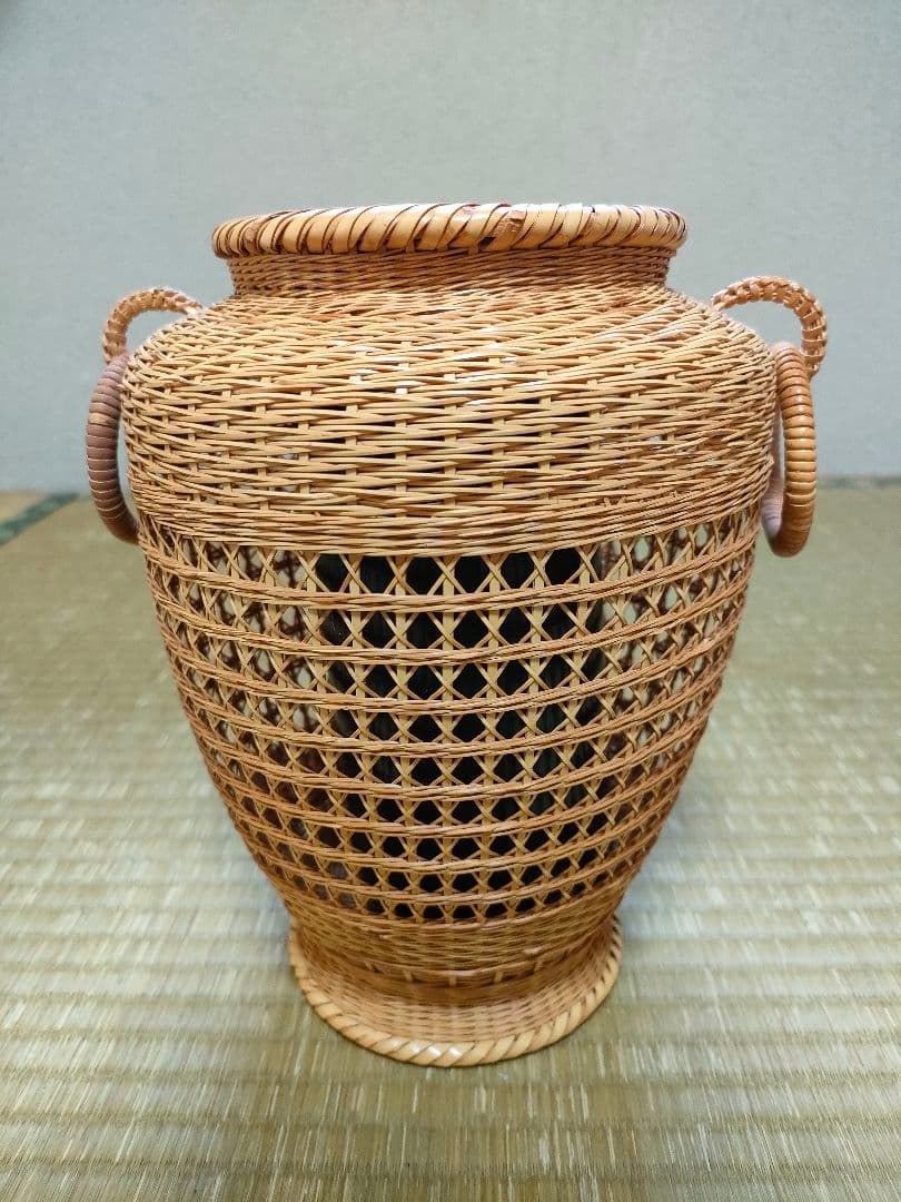 竹花籠　レトロ　竹細工　竹籠　花籠　茶道具　耳付き　生花　竹清　竹清堂