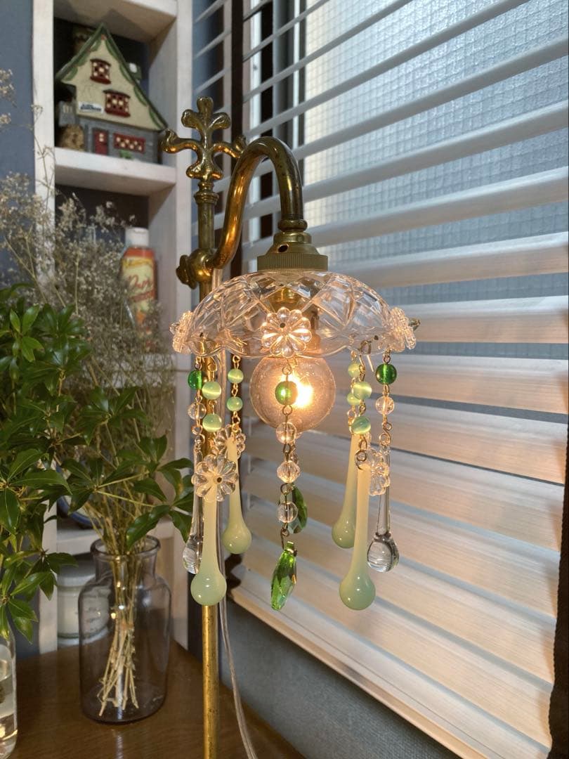 ミニシャンデリア　（メロンドロップ）　フランスアンティーク　1920年