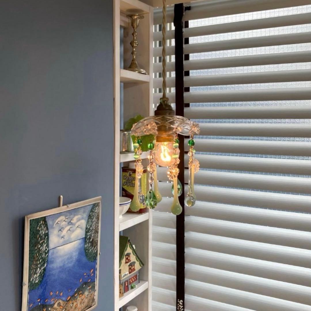 ミニシャンデリア　（メロンドロップ）　フランスアンティーク　1920年