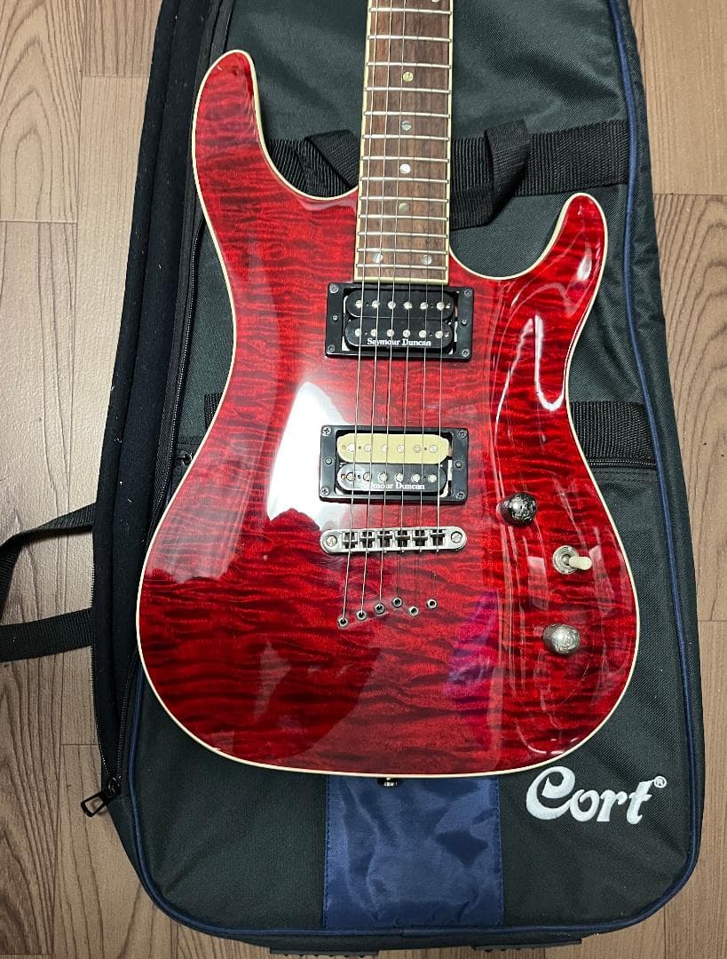 Cort KX1X 虎目　シースルーレッド　Duncan　ソフトケース付