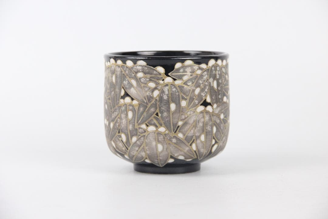 京焼　八世乾山　山本如仙作品　笹　雪笹絵　共箱　茶道具 本物保証 EN21-27