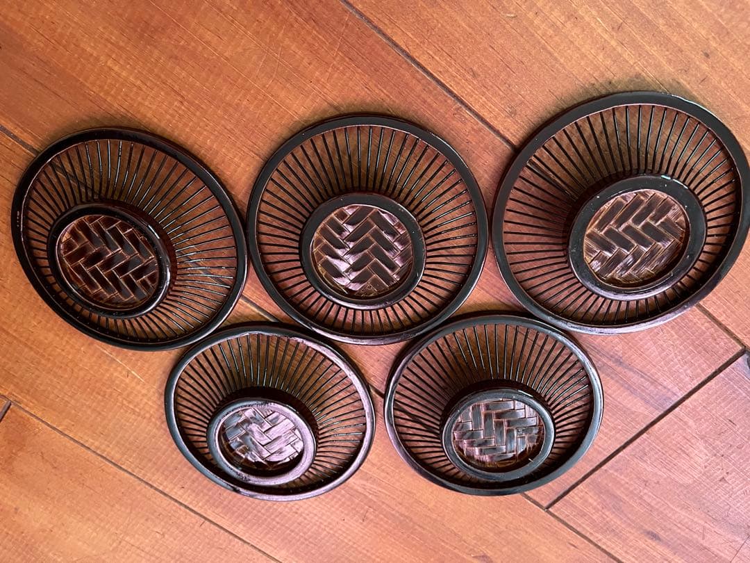 昭和レトロ　竹細工　まとめ売り　￼竹籠　茶托