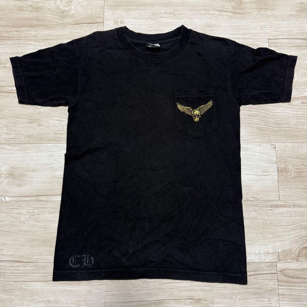 CHROME HEARTS 黒のスカル翼デザインTシャツ