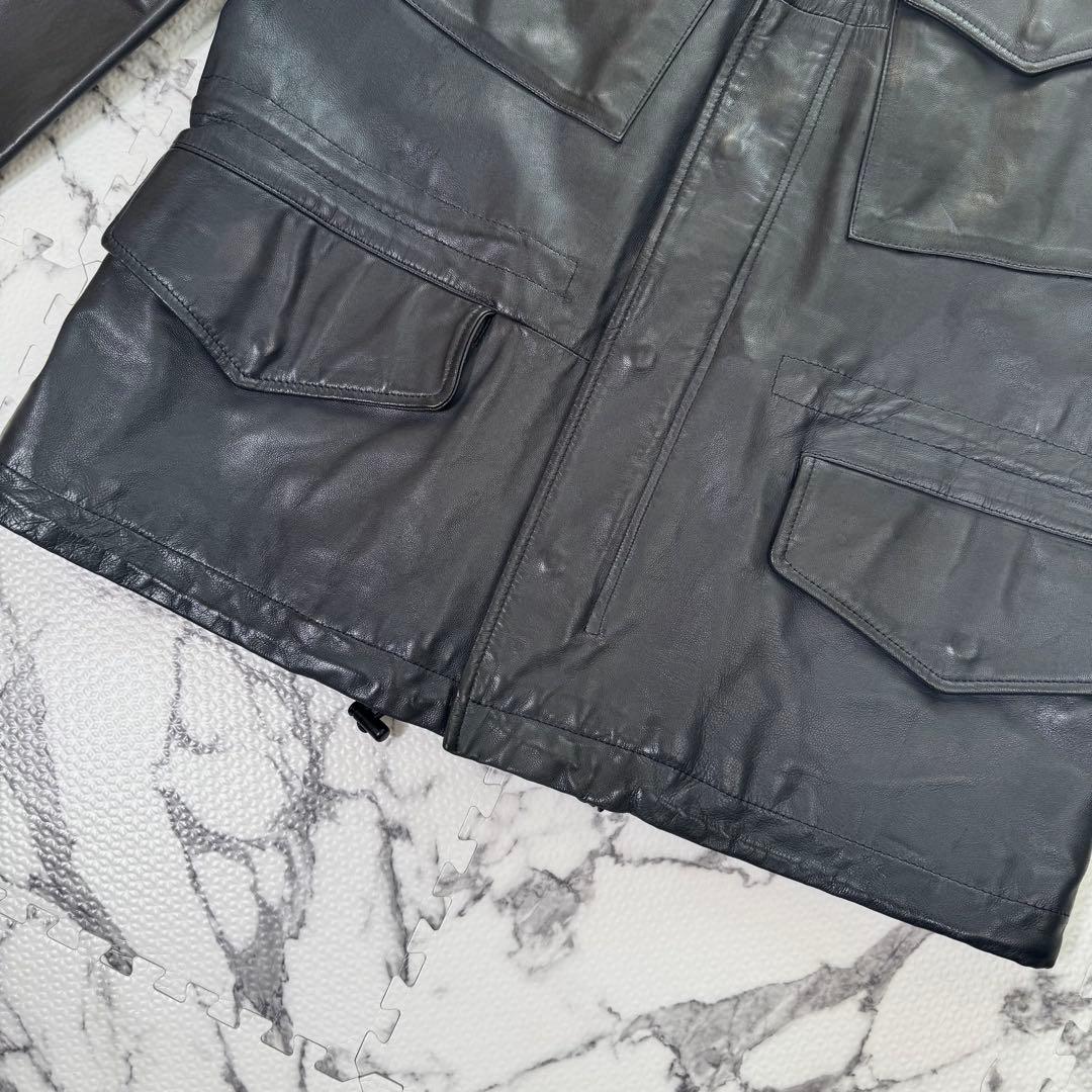 ポールスミス　シングルライダースジャケット　ラムレザー　収納フード　2way