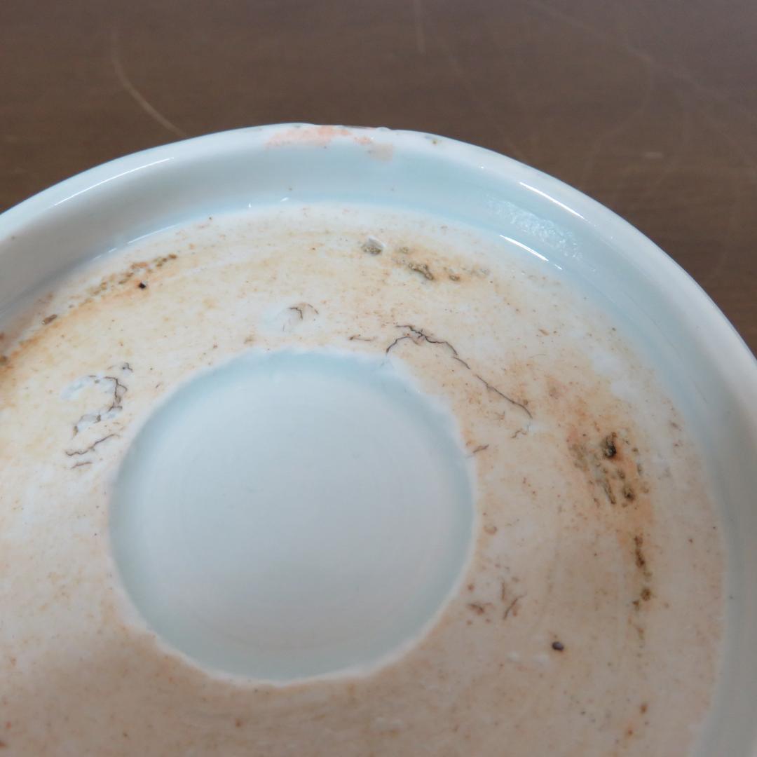 なます皿 4枚 染付 蝶 鳥 渦巻 風車 花弁縁 江戸