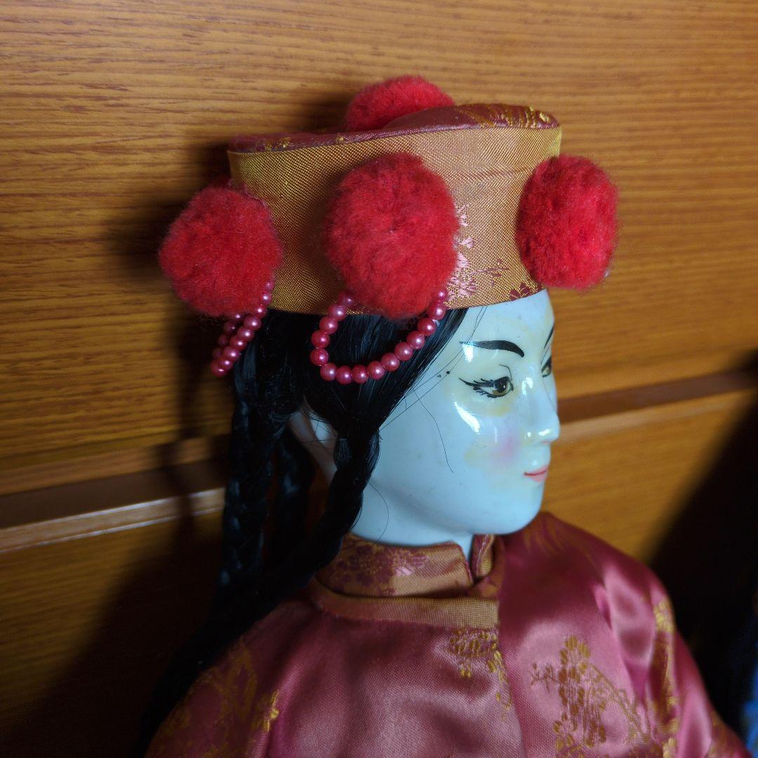 ✴アンティーク 「中国ペア人形」✴頭手足は陶製・清朝時代の服装と髪型✴