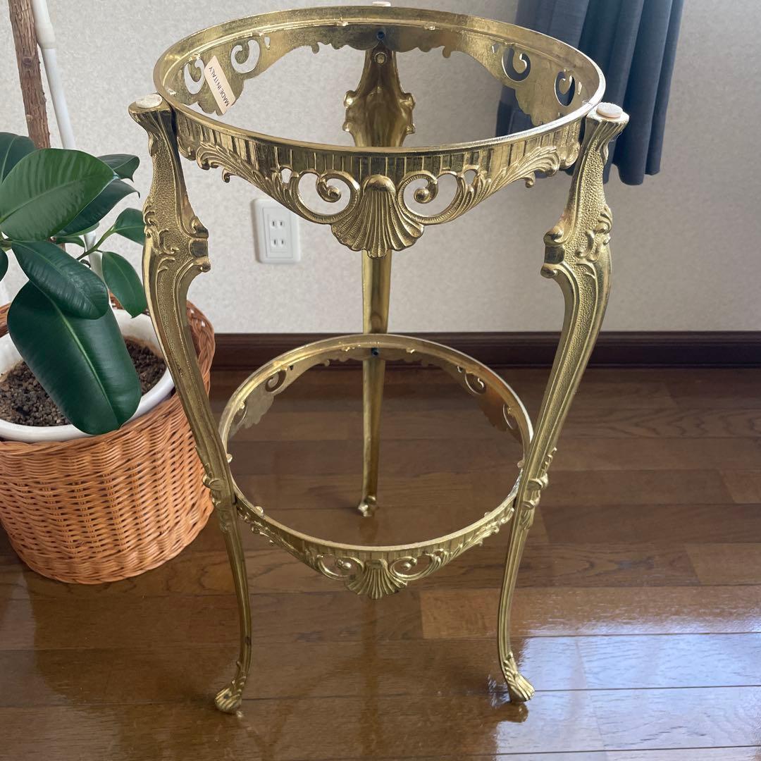 イタリア製 大理石 真鍮 花台 飾り台　猫足