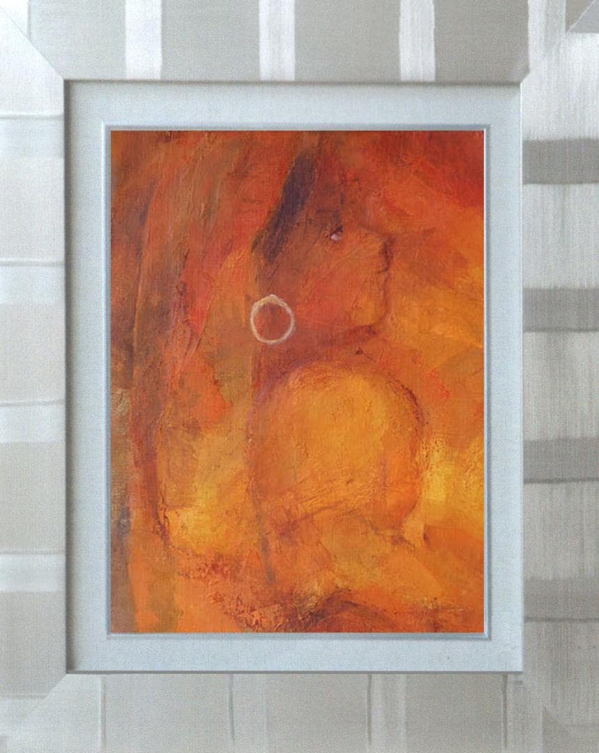 油絵 絵 絵画インテリア 額付(青緑＋金色の枠) F4-051813 祈り母子像