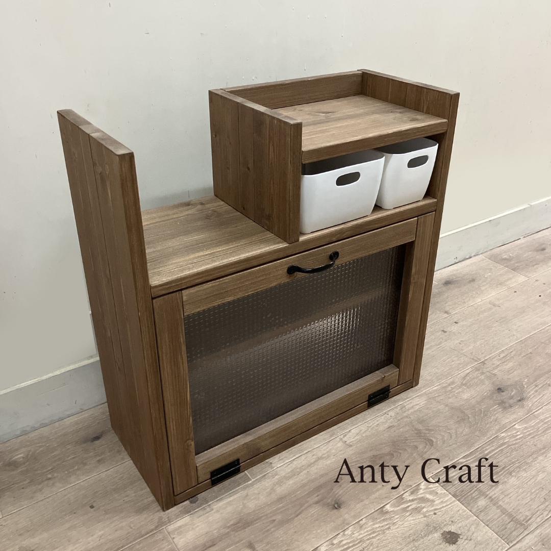 扉付きキッチン収納（ケース大1・小1付）カフェ風食器棚 スパイスラック 完成品