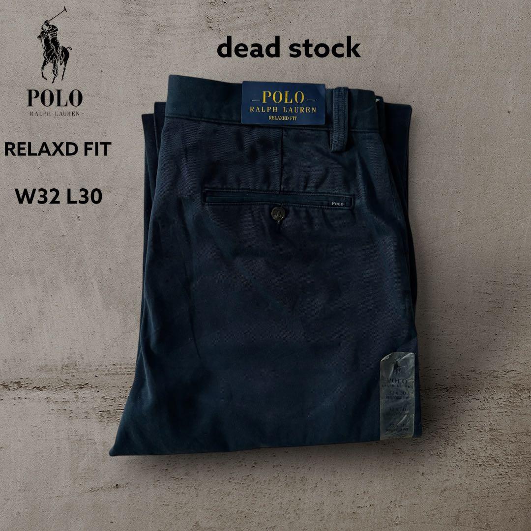 希少デッドストックPoloRalphLaurenラルフローレンチノパンW32濃紺