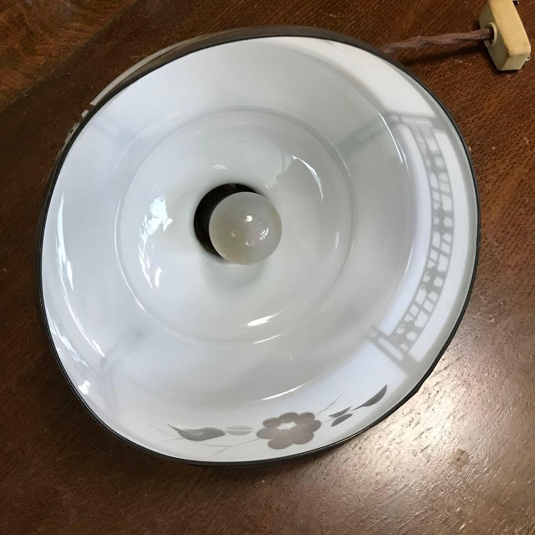 昭和レトロ　ガラス　電気の傘　アンティーク　電笠