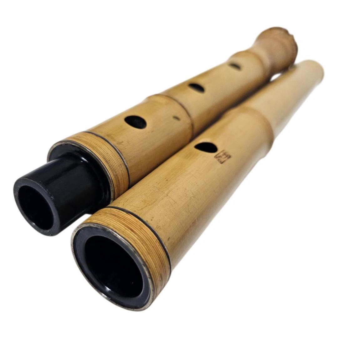 希少 尺八 琴古流 竹治 2尺2寸 5孔 銘あり 1印 根竹 二分割 和楽器 竹