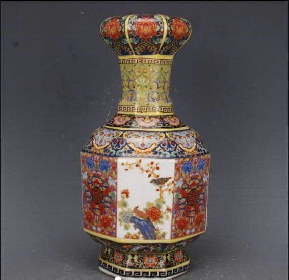 清朝 乾隆年製 エナメル 花瓶 工芸品 磁器 置物 アンティーク コレクショ7