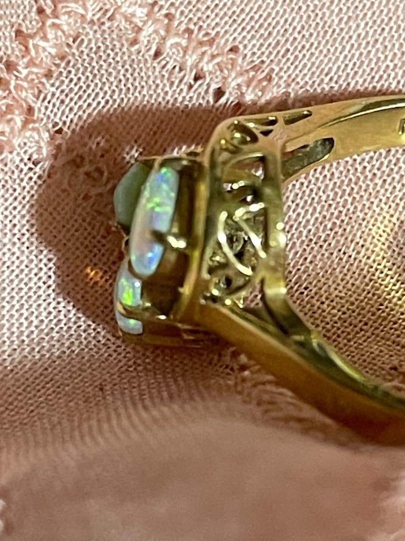 K18 ターコイズ、オパール2.59gレディースリング