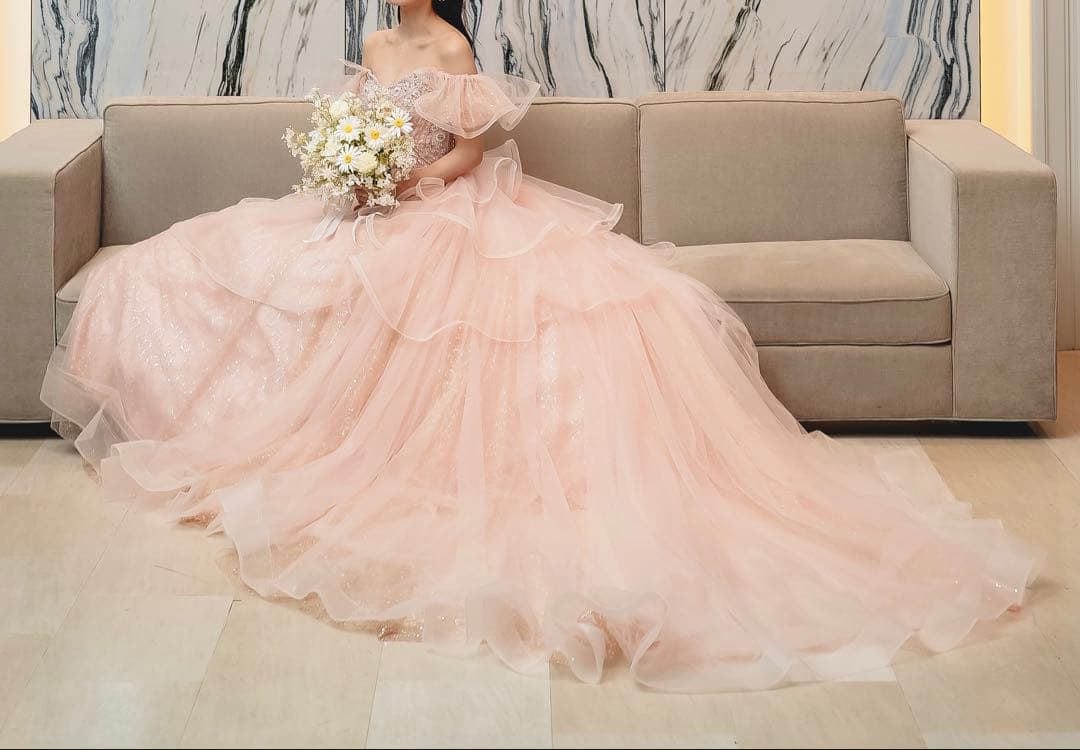 【まるこさん専用】ピンクドレス オフショルダー パニエ付き