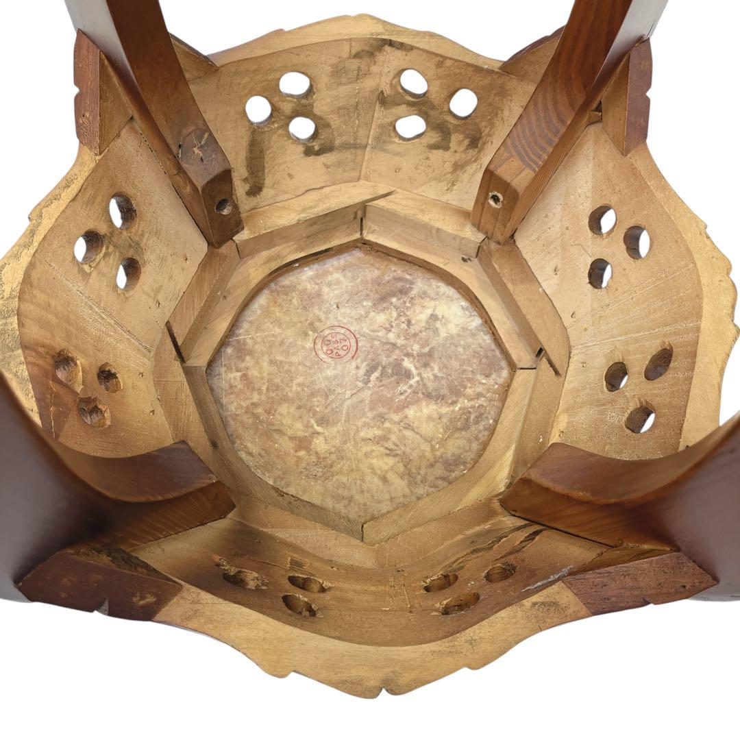 花台 飾り台 サイドテーブル 李朝様式家具 銘木 花梨 透かし彫り 八角形