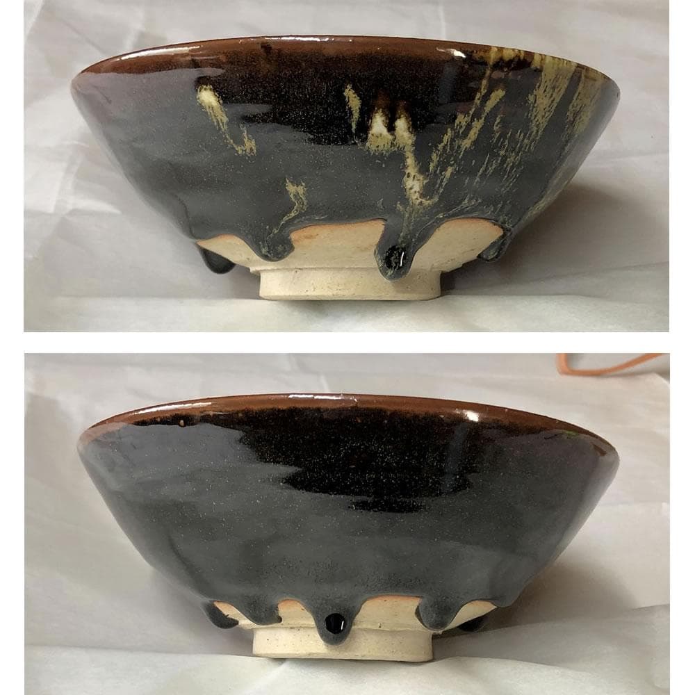 e2930 逆富士絵 平茶碗 在銘 合わせ箱 富士山 抹茶碗 茶道具