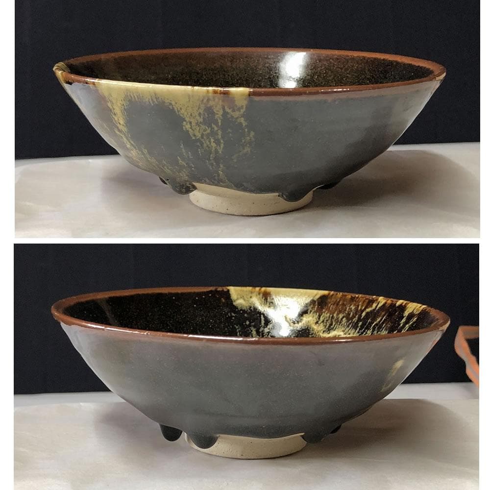 e2930 逆富士絵 平茶碗 在銘 合わせ箱 富士山 抹茶碗 茶道具