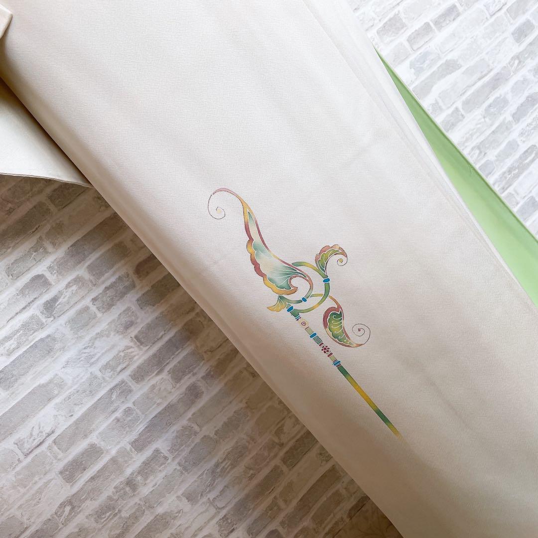 訪問着　フルセット　西洋柄　オフホワイト　金彩加工　着物　Q5