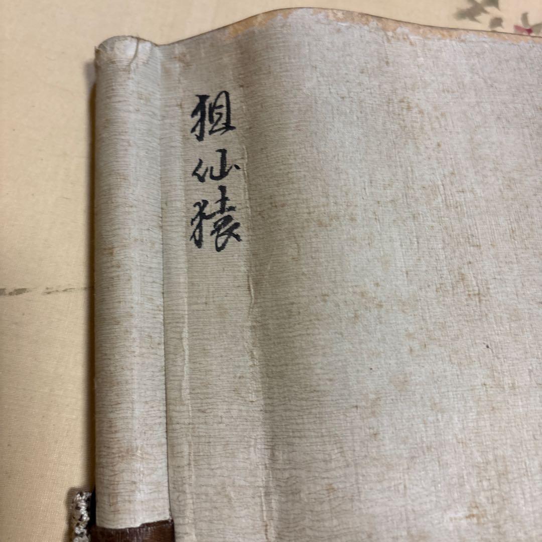 江戸時代中後期【森祖仙(狙仙)】　絹本淡彩 桜に猿　古美術　a8