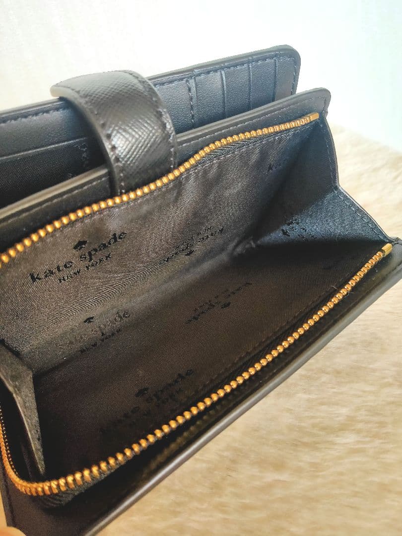 新品未使用 kate spade マディソン 二つ折り財布 L字ジップ ブラック