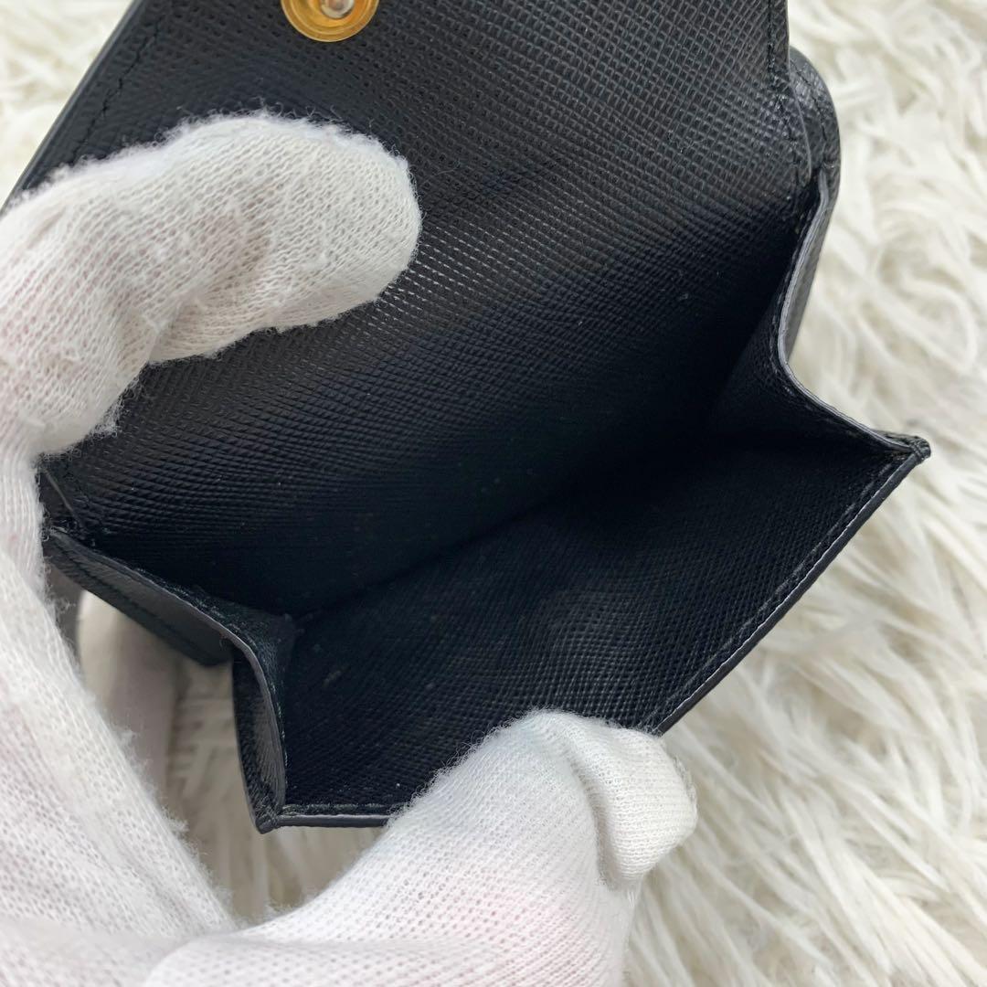 【✨極美品✨】プラダ 三つ折り財布 サフィアーノレザー ブラック 付属品完備