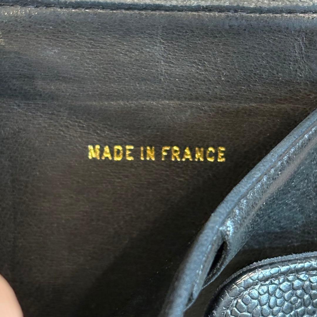 CHANEL シャネル 折りたたみ 財布 レザー キャビアスキン ヴィンテージ