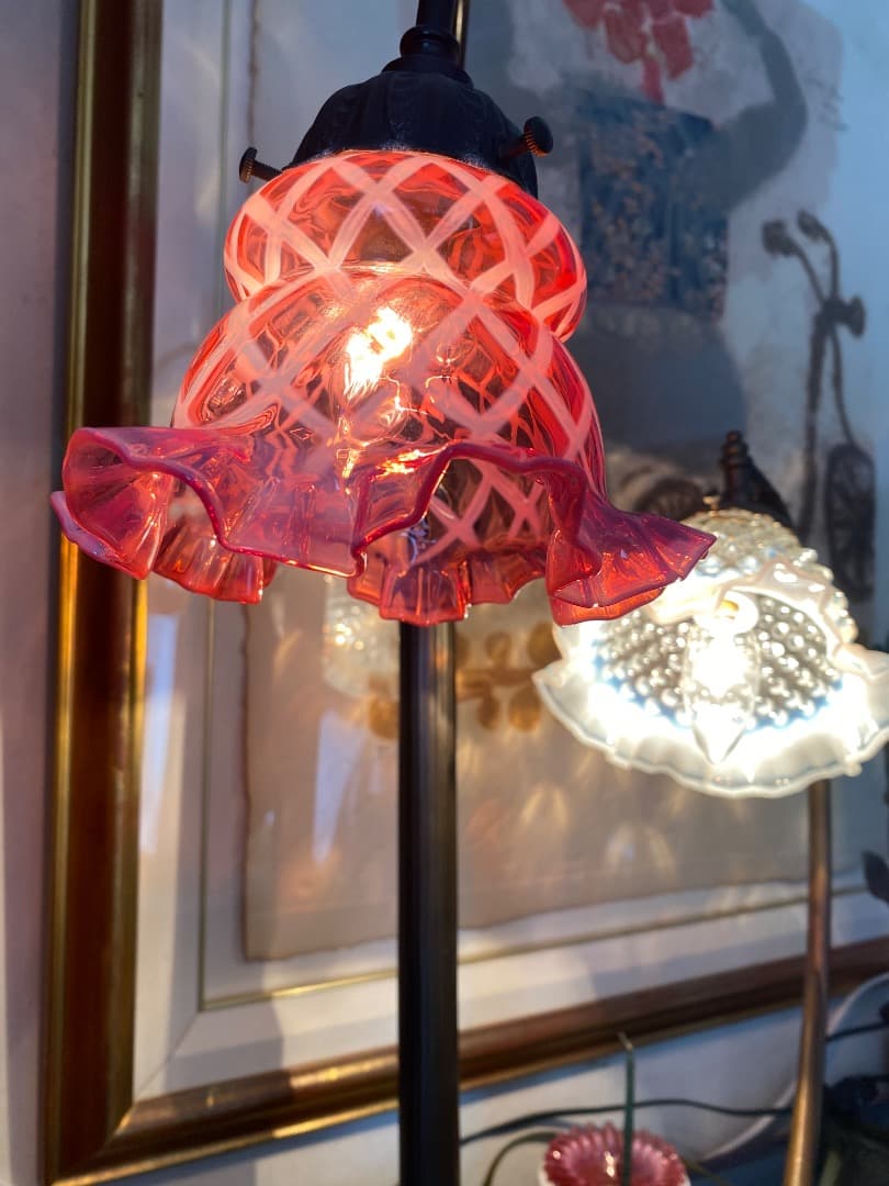 OLD FENTON レア　クランベリー　オパールセント　ガラスシェード
