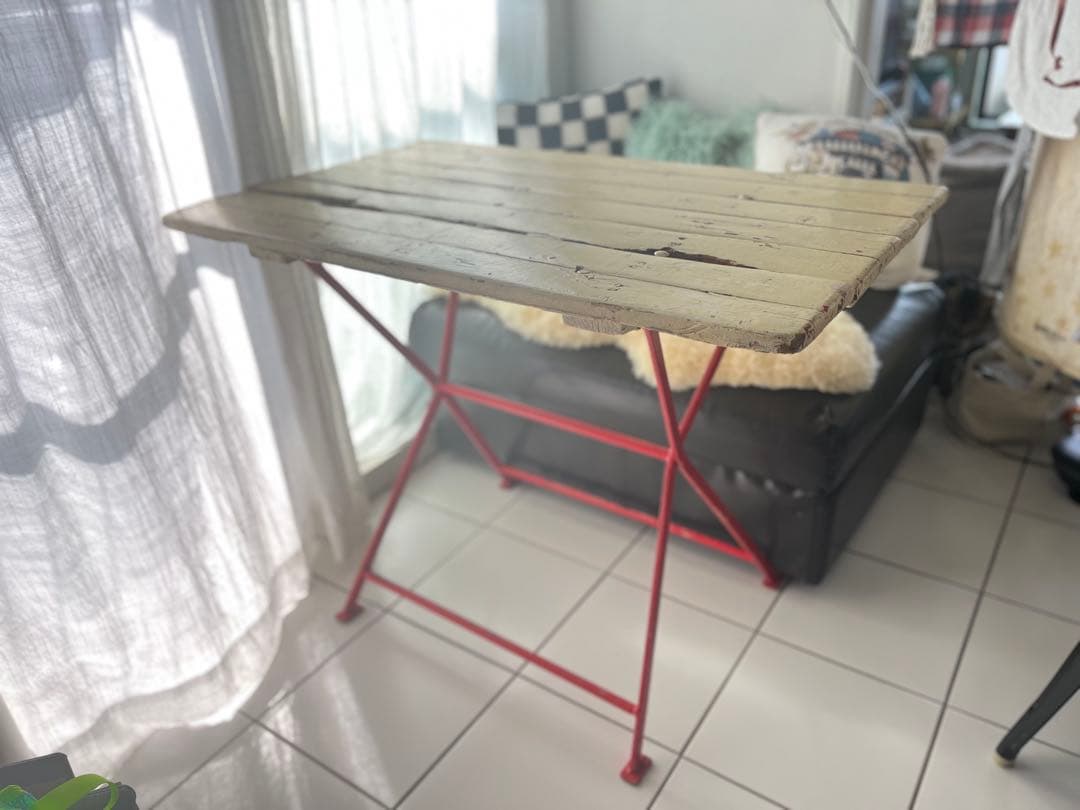 最終値下★赤い足のダイニングテーブル　アンティーク　デモデ 古家具シャビーシック