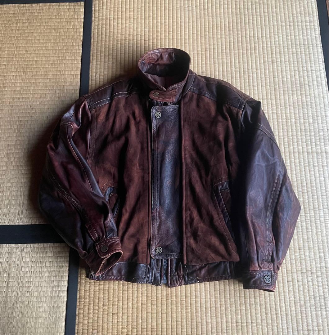 【雰囲気抜群80s】高級ラムナッパレザー　子羊革　デンマーク製　レザージャケット