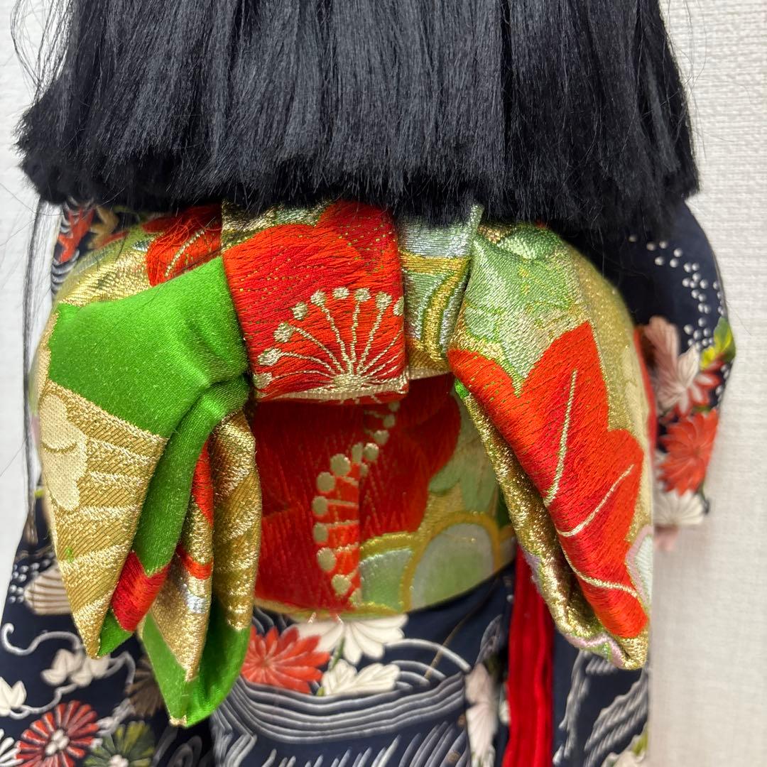 市松人形 黒髪 着物 創作人形