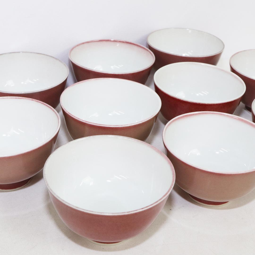 加藤泰一 辰砂 茶碗 10客 清水焼 京焼