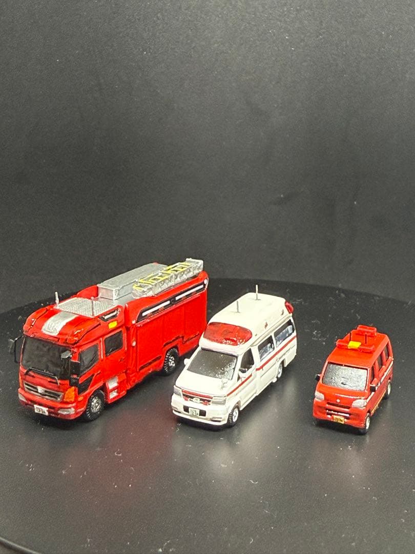 1/150 トミーテック　トラコレ　カーコレ　エフトイズ加工品　消防車3台セット