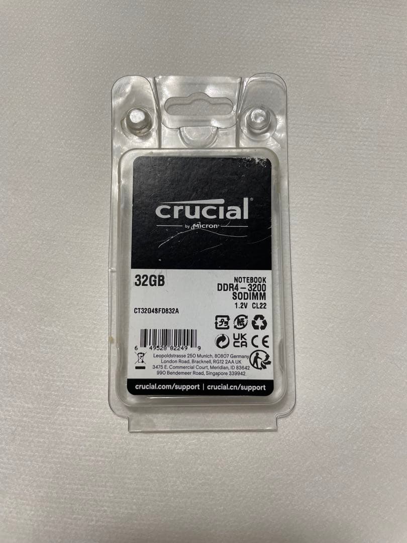 crucial 32GB DDR4-3200 SO-DIMM メモリー