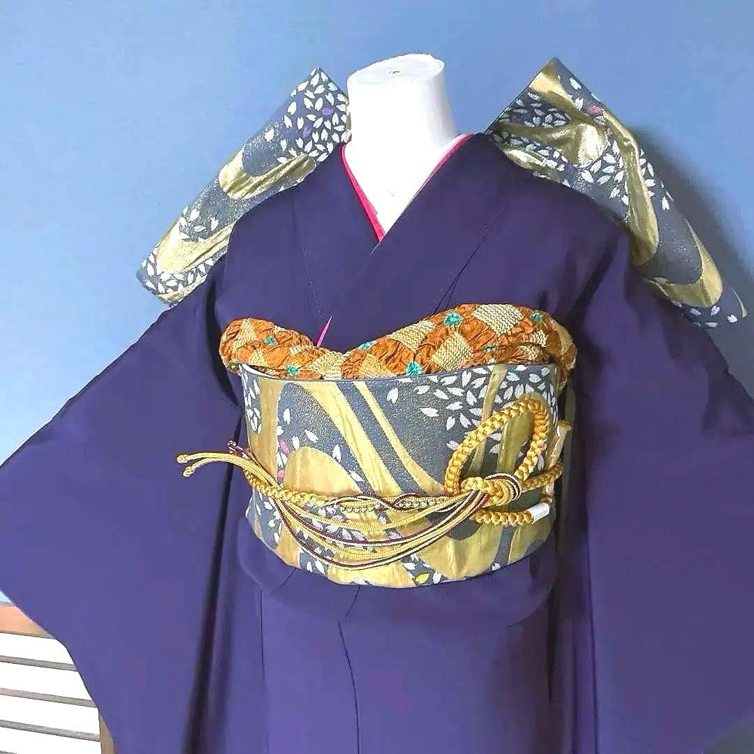 振袖フルセット　古代色の紫の友禅は、高貴で特別な色　成人式振袖　振袖　裄丈69