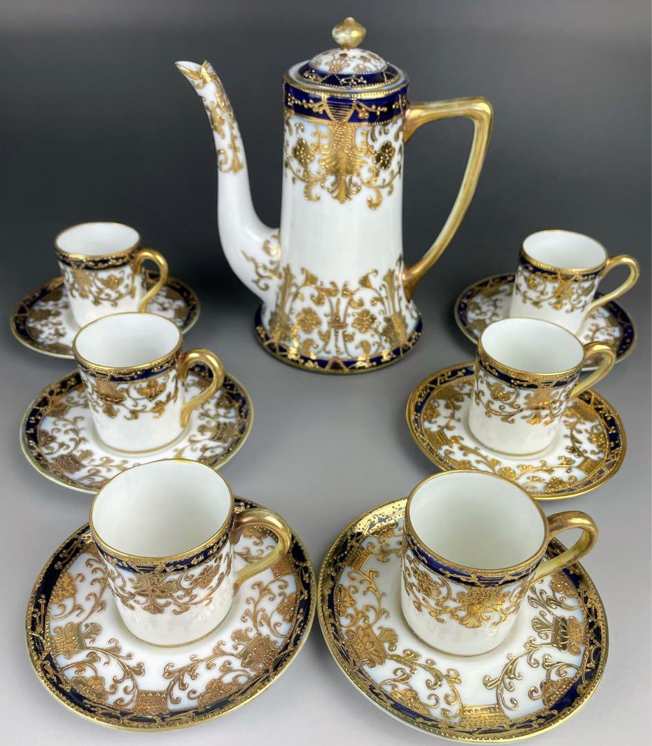 【希少】オールノリタケ デミタスセット ティーポット カップ ソーサー６客セット