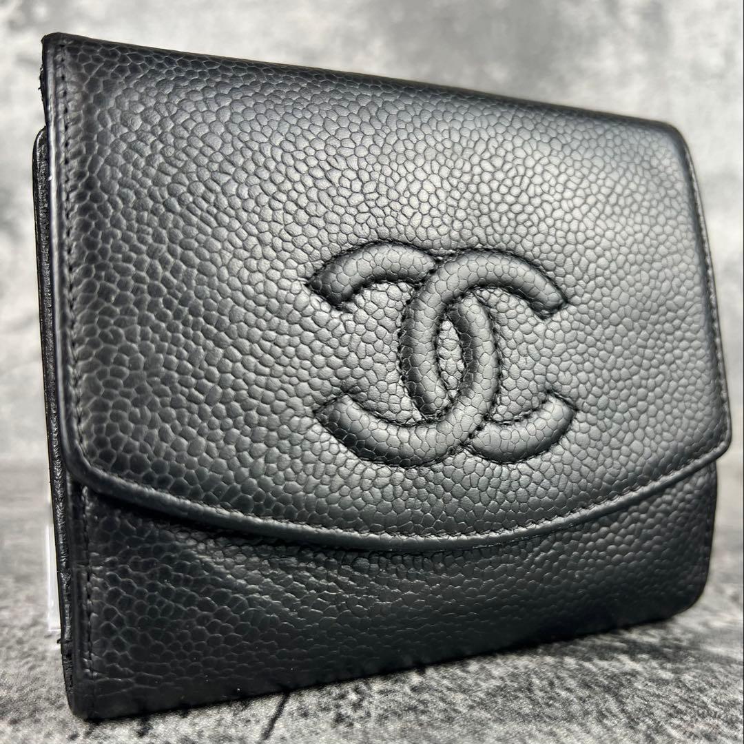 CHANEL ココマーク キャビアスキン 二つ折り財布