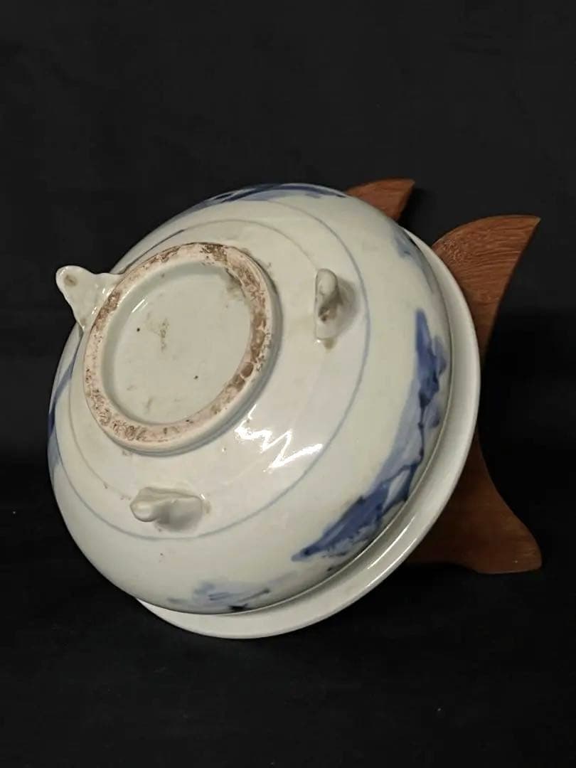 【倉庫整理品】古美術 • 染付三足香炉 • 時代物：XG--34