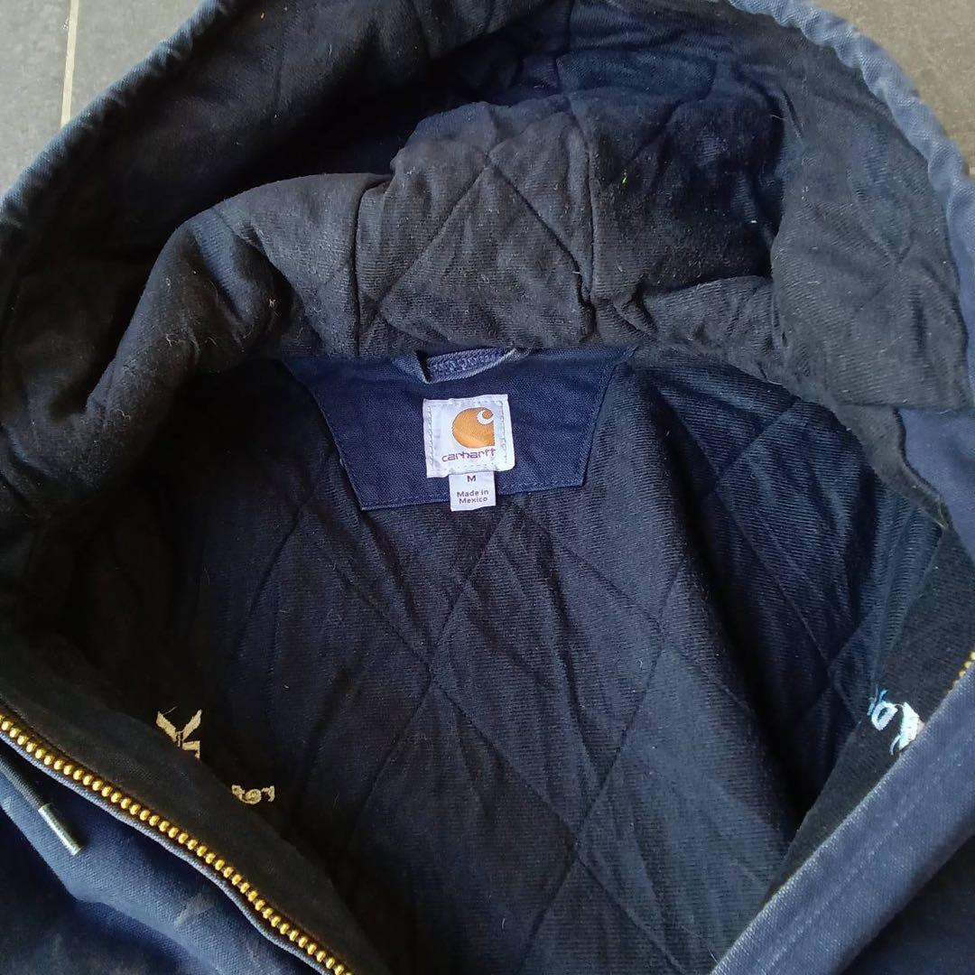 00s メキシコ製Carhartt アクティブジャケットネイビー 企業ロゴ