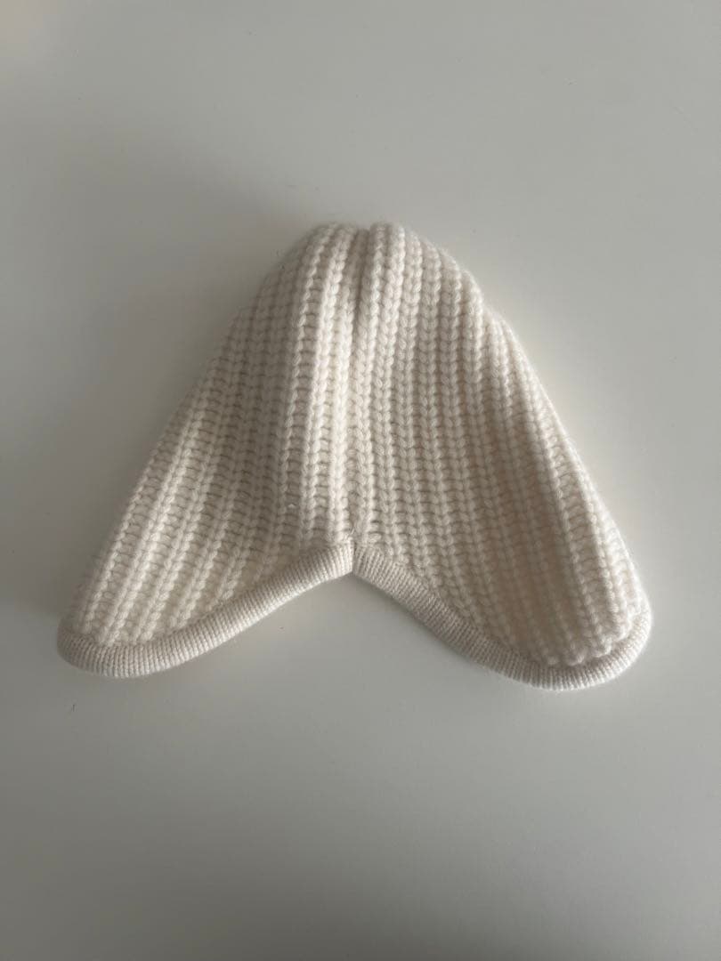 yo biotop カシミヤ100% フライトキャップ ニット帽 ホワイト