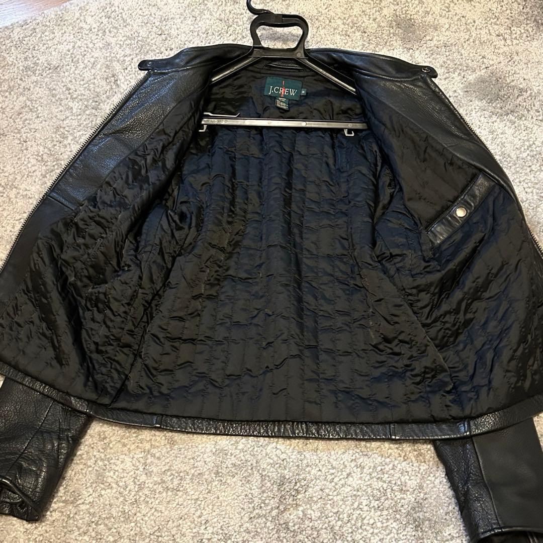 J.CREW ブラックレザーシングルライダースジャケット L